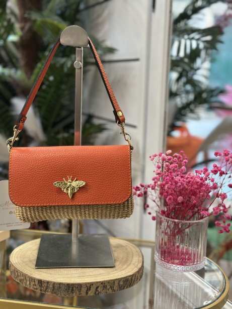 BOLSO SELENA NARANJA PIEL