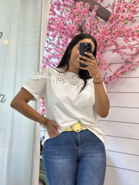 CAMISETA ENCAJE BRILLO talla grande