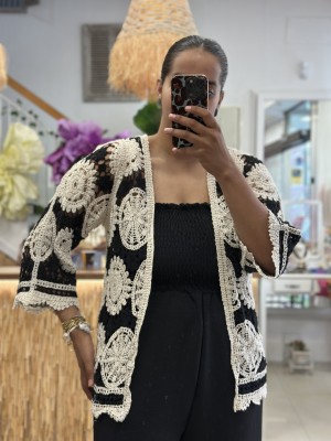CHAQUETA BICOLOR NEGRA