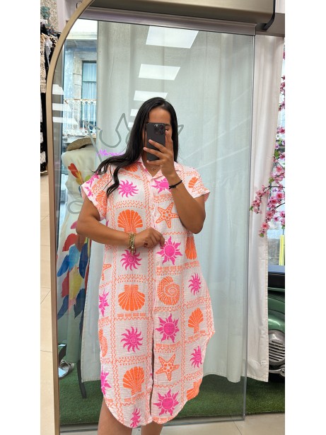 VESTIDO FLÚOR NARANJA