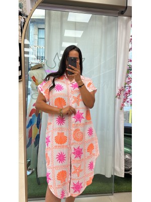VESTIDO FLÚOR NARANJA