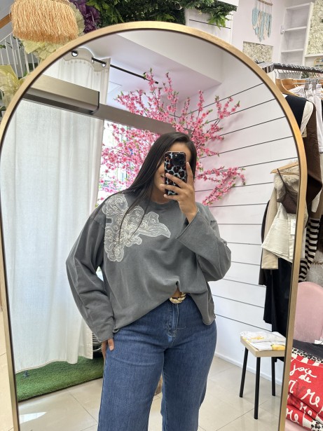 SUDADERA BRILLO NEGRA