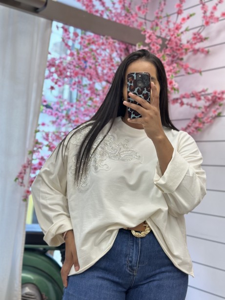 SUDADERA BRILLO BLANCA