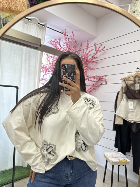 SUDADERA FLOR BLANCA
