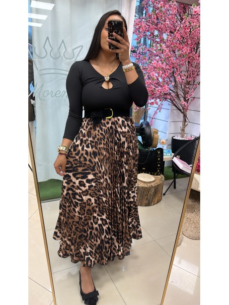 FALDA PLISADA LEOPARDO