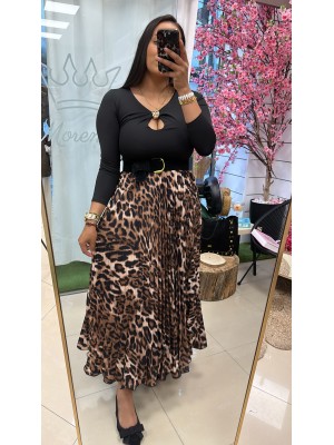 FALDA PLISADA LEOPARDO