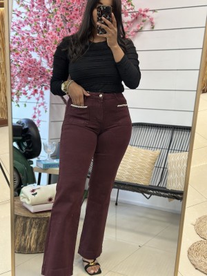 PANTALÓN BRILLOS BURDEOS