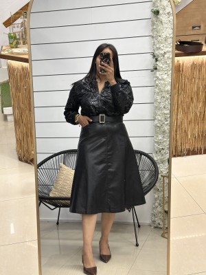 FALDA POLIPIEL NEGRA