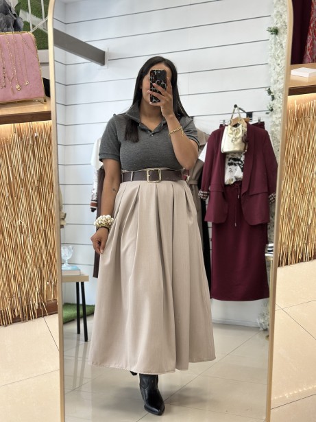 VESTIDO LEIRE GRIS/BEIS