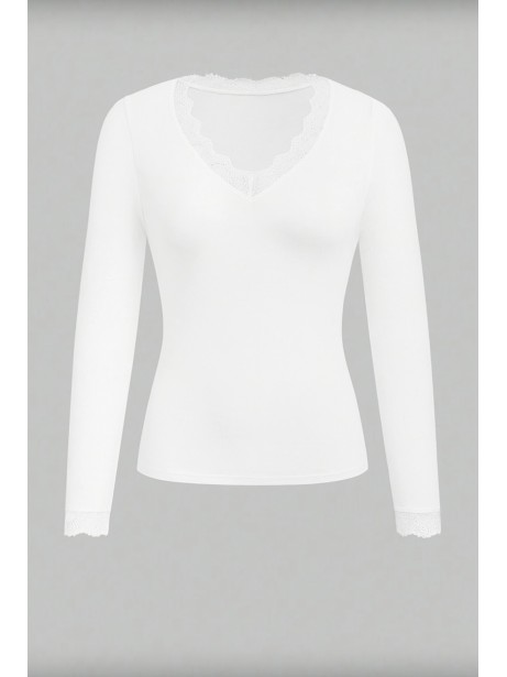 CAMISETA TÉRMICA ENCAJE BLANCA