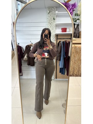 PANTALON BOTONES MARRON