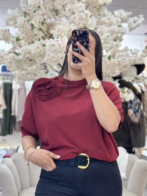 CAMISETA PUNTO CANALÉ BURDEOS