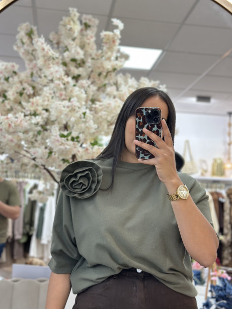 Camiseta de punto canalé verde