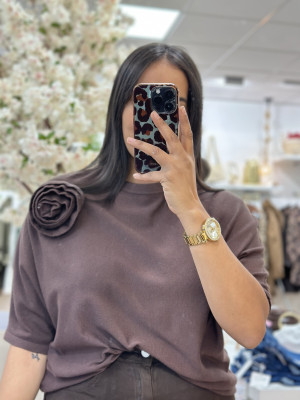 Camiseta  punto canalé choco