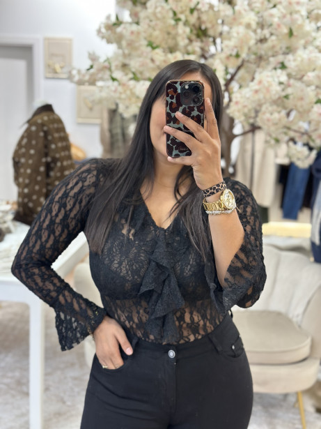 BLUSA ENCAJE YARA NEGRA