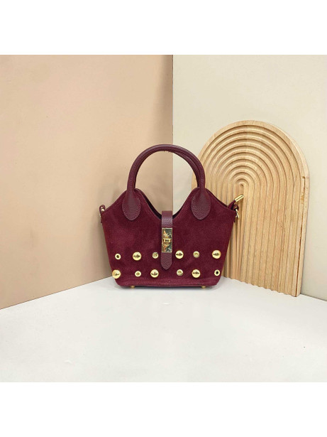 BOLSO PIEL VERO GRANATE