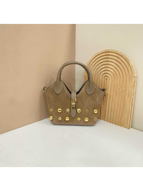 BOLSO PIEL VERO TAUPE