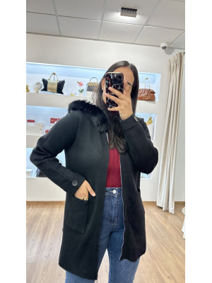 CHAQUETA PUNTO LARGA NEGRA