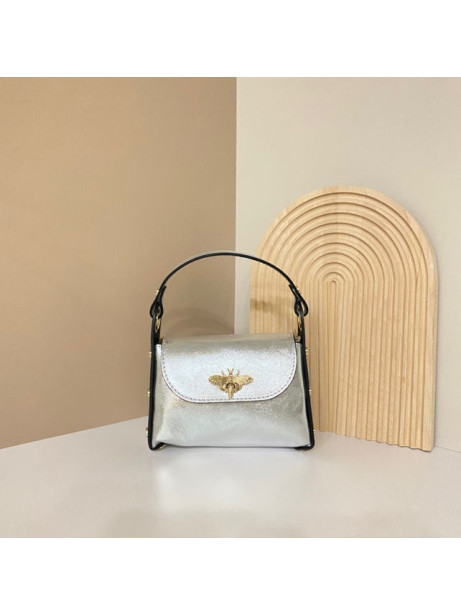BOLSO YULI PIEL PLATA