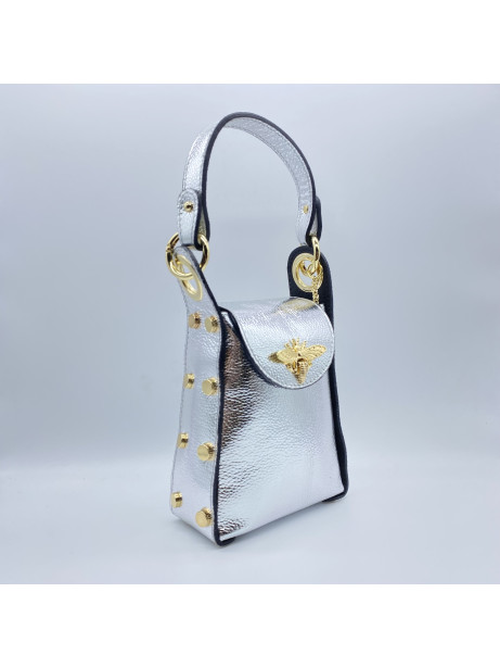 BOLSO PIEL DENI PLATA