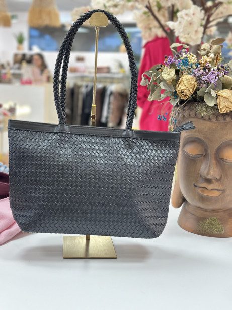 BOLSO TRENZADO NEGRO