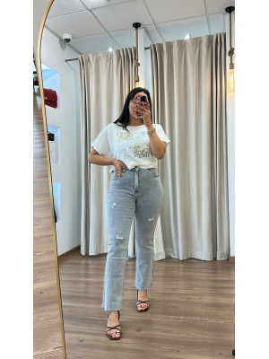 PANTALON FLARED GRIS