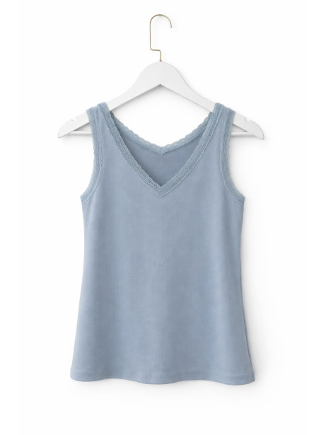 CAMISETA ENCAJE AZUL