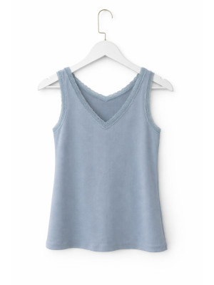 CAMISETA ENCAJE AZUL