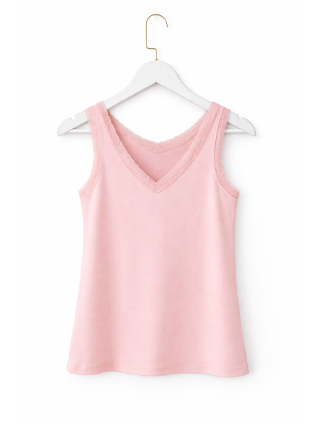 CAMISETA ENCAJE ROSA