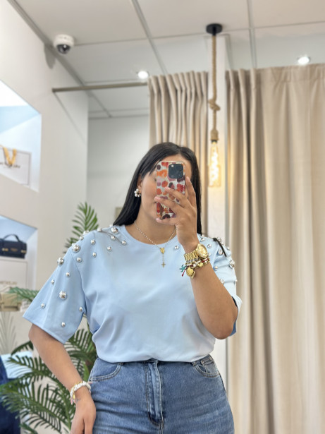 CAMISETA TACHAS AZUL