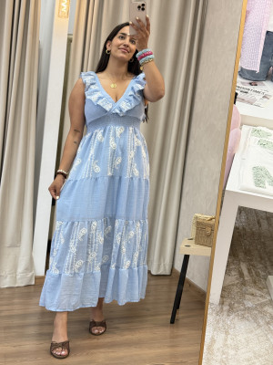 VESTIDO AZTECA AZUL