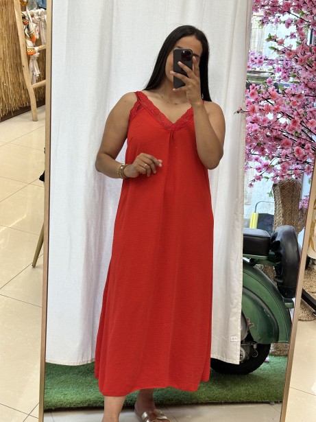 VESTIDO LENCERO ROJO