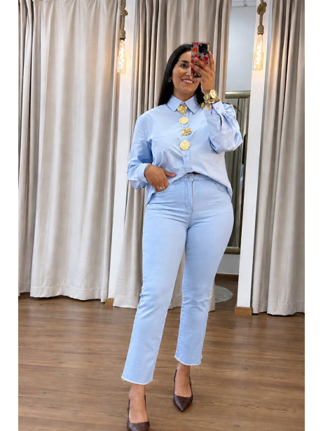 PANTALON FLARED AZUL