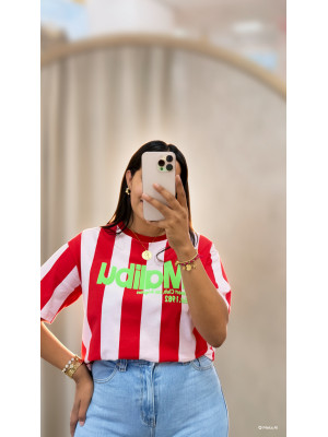 CAMISETA MALIBU ROJO-ROSA