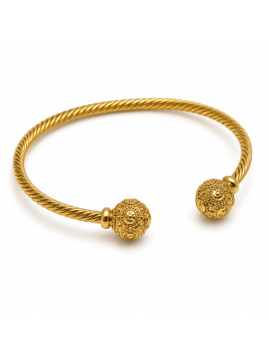 PULSERA ESFERA LABRADA DOBLE