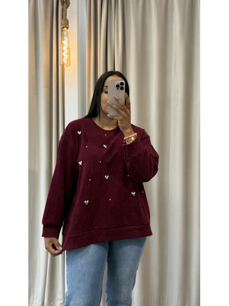 SUDADERA LOVE GRANATE