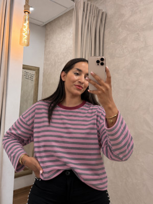 SUDADERA  GRIS/ ROSA