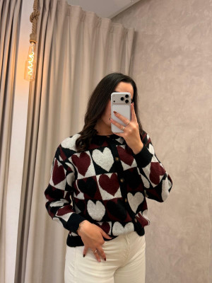 JERSEY CORAZONES GRANATE/NEGRO