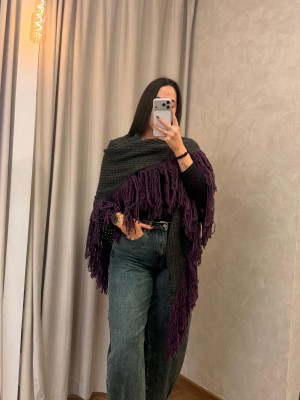 PONCHO LURDES GRIS/LILA