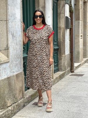 VESTIDO ANIMAL PRINT ROJO