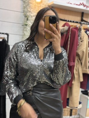 CHAQUETA BRILLO PLATA